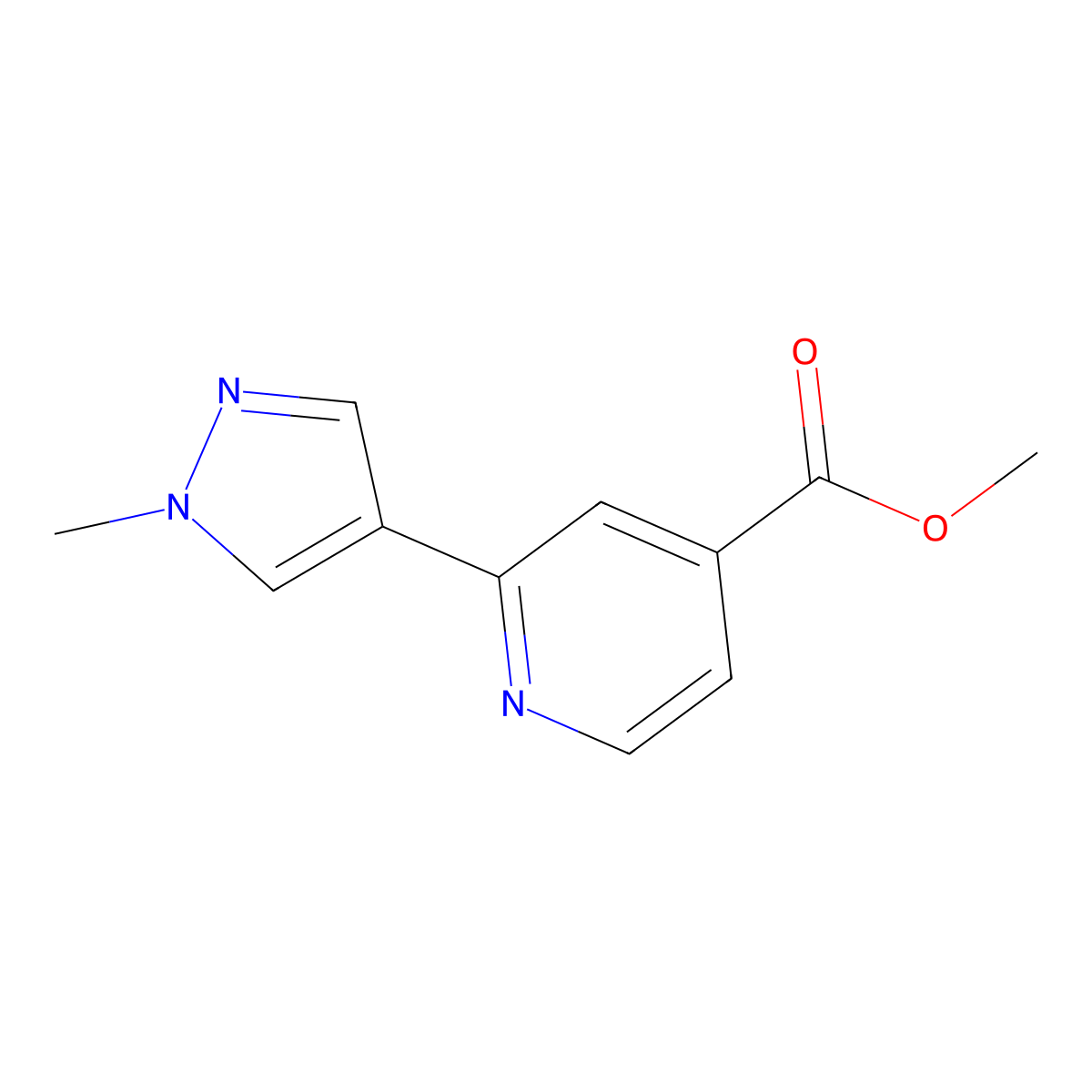 Methyl 2-(1-methyl-1H-pyrazol-4-yl)-4-pyridinecarboxylate molecular structure, CAS 2070865-35-7