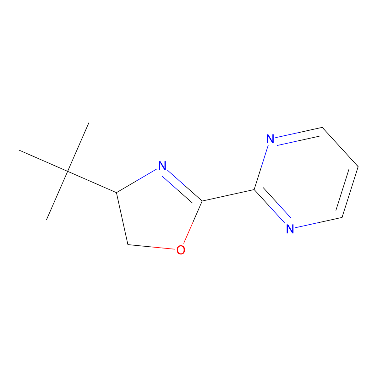 (S)-4-(tert-Butyl)-2-(pyrimidin-2-yl)-4,5-dihydrooxazole molecular structure, CAS 2070868-78-7