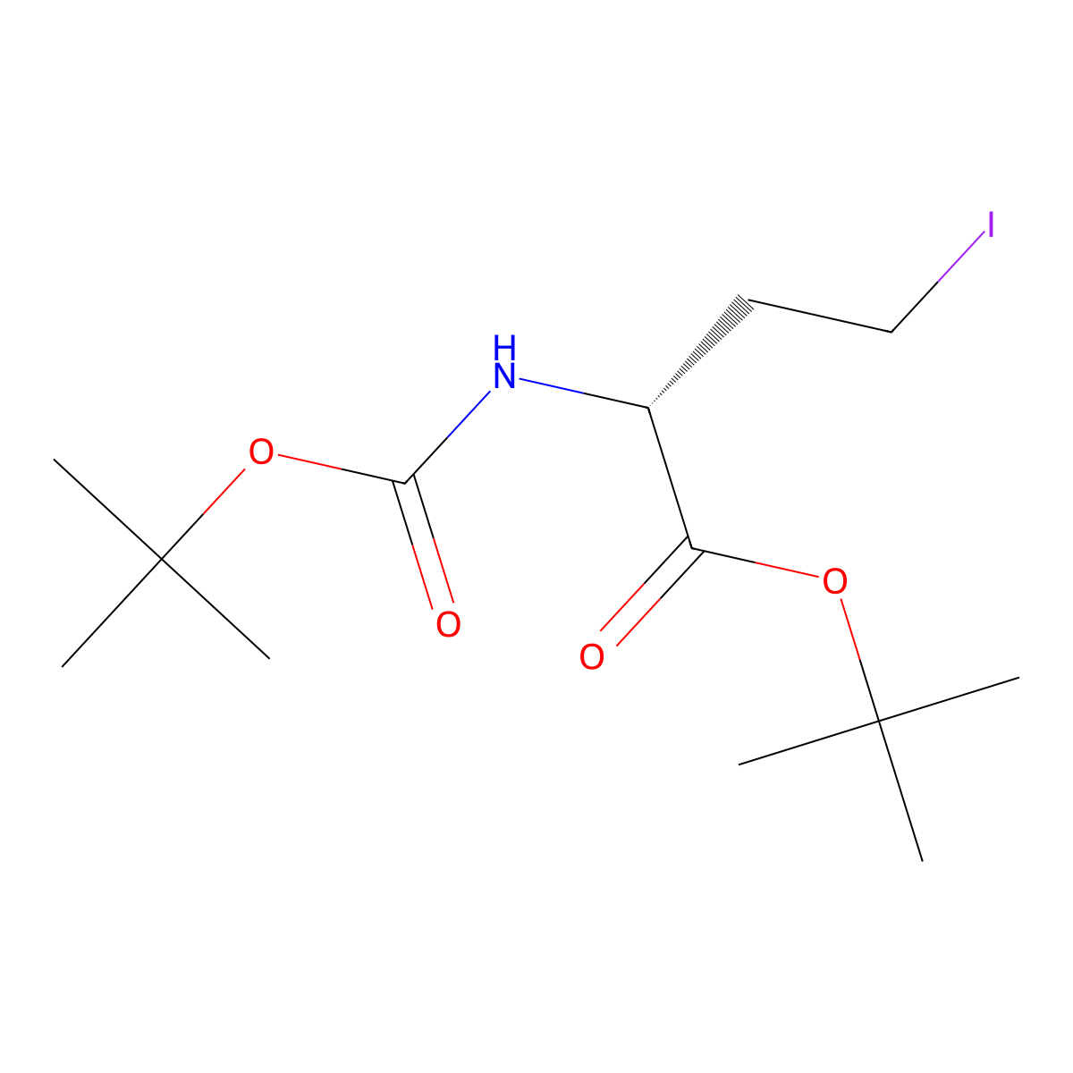 (R)-2-(Boc-amino)-4-iodo-butanoic acid tert-butyl ester molecular structure, CAS 2070892-96-3