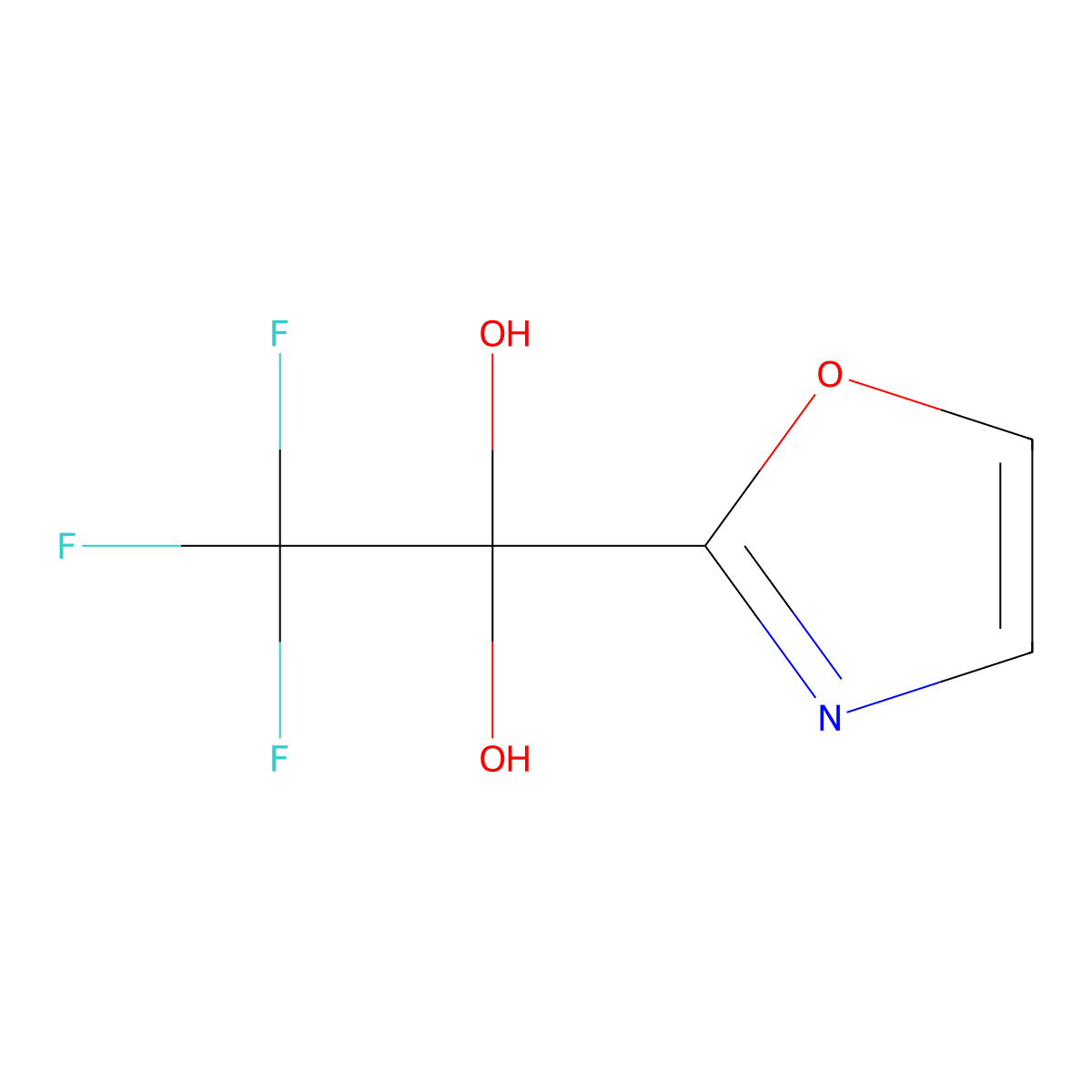 2,2,2-Trifluoro-1-(2-oxazolyl)-1,1-ethanediol molecular structure, CAS 2070896-38-5