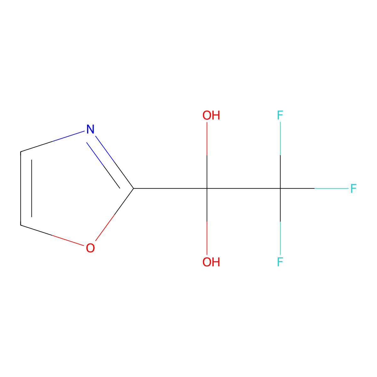 2,2,2-Trifluoro-1-(2-oxazolyl)-1,1-ethanediol molecular structure, CAS 2070896-38-5