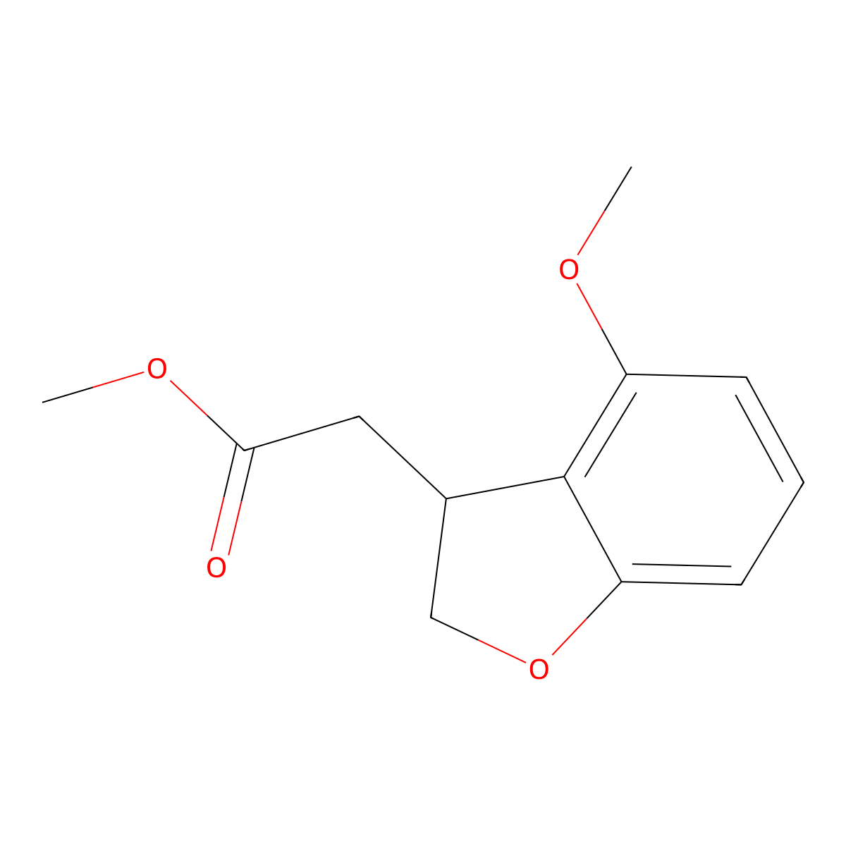3-Benzofuranacetic acid, 2,3-dihydro-4-methoxy-, methyl ester molecular structure, CAS 2070896-39-6