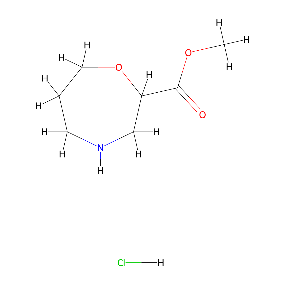 Methyl 1,4-Oxazepane-2-carboxylate Hydrochloride molecular structure, CAS 2070896-56-7