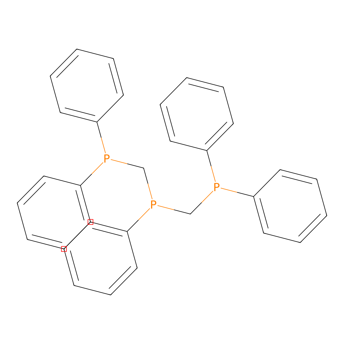 ((Phenylphosphanediyl)bis(methylene))bis(diphenylphosphane) molecular structure, CAS 2071-24-1