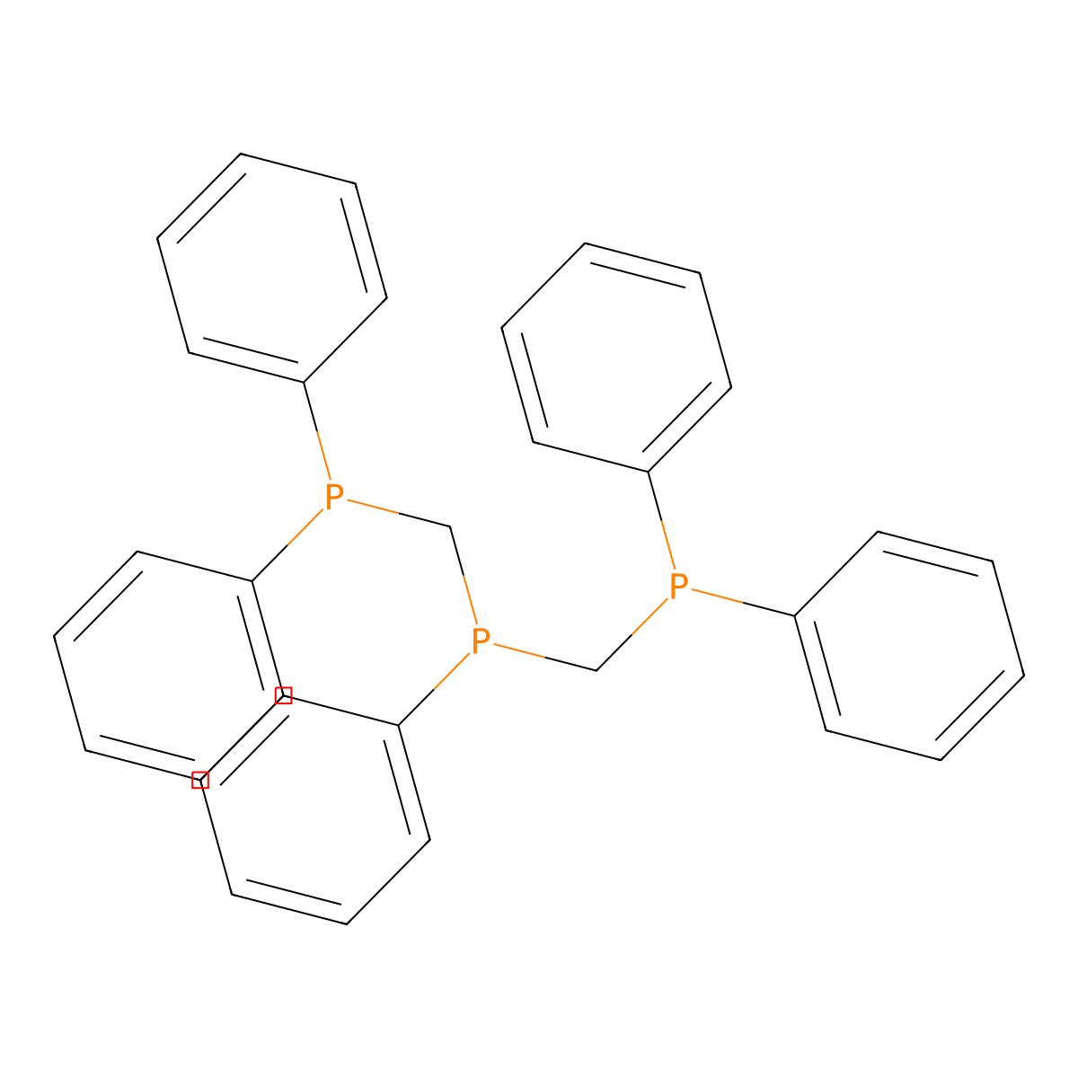 ((Phenylphosphanediyl)bis(methylene))bis(diphenylphosphane) molecular structure, CAS 2071-24-1