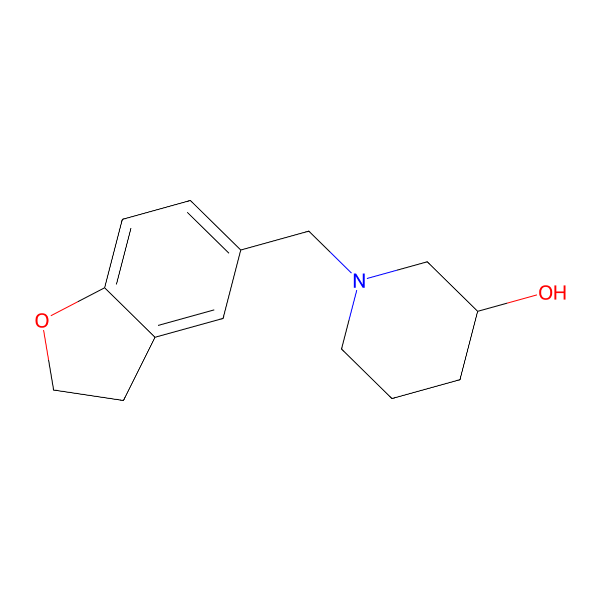 1-((2,3-Dihydrobenzofuran-5-yl)methyl)piperidin-3-ol molecular structure, CAS 2071046-54-1