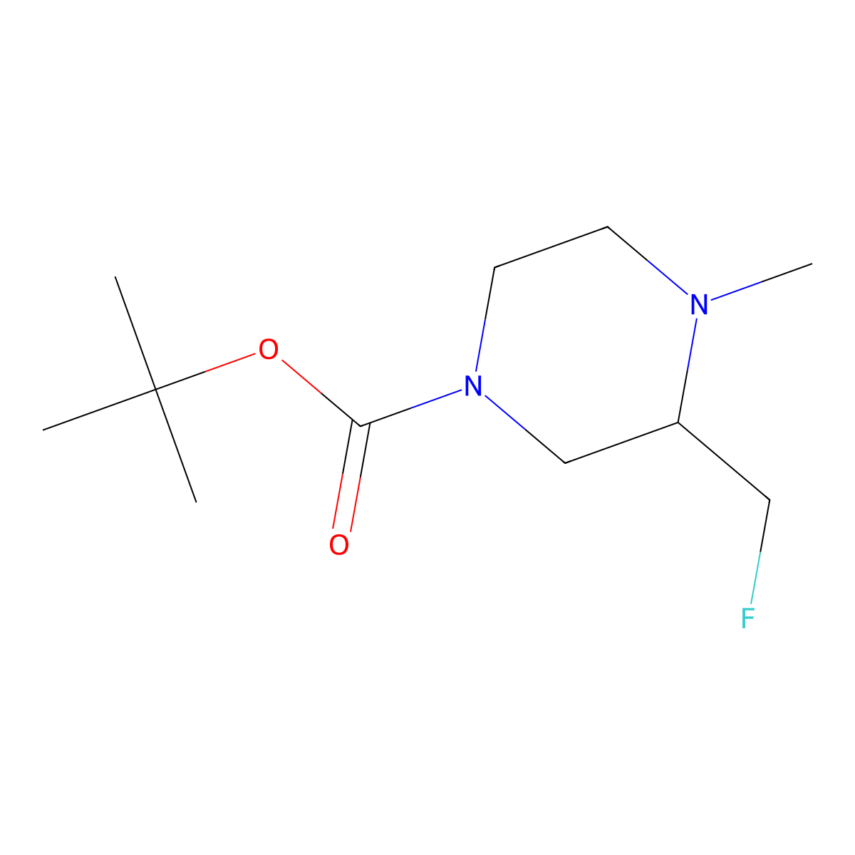 Tert-butyl 3-(fluoromethyl)-4-methylpiperazine-1-carboxylate molecular structure, CAS 2071216-11-8