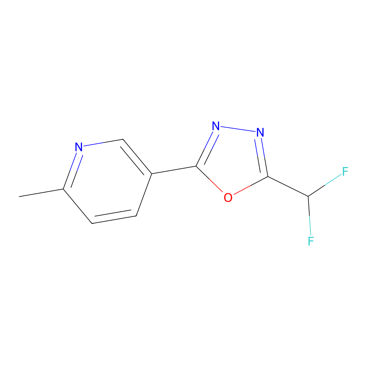 2-(Difluoromethyl)-5-(6-methylpyridin-3-yl)-1,3,4-oxadiazole molecular structure, CAS 2071232-29-4