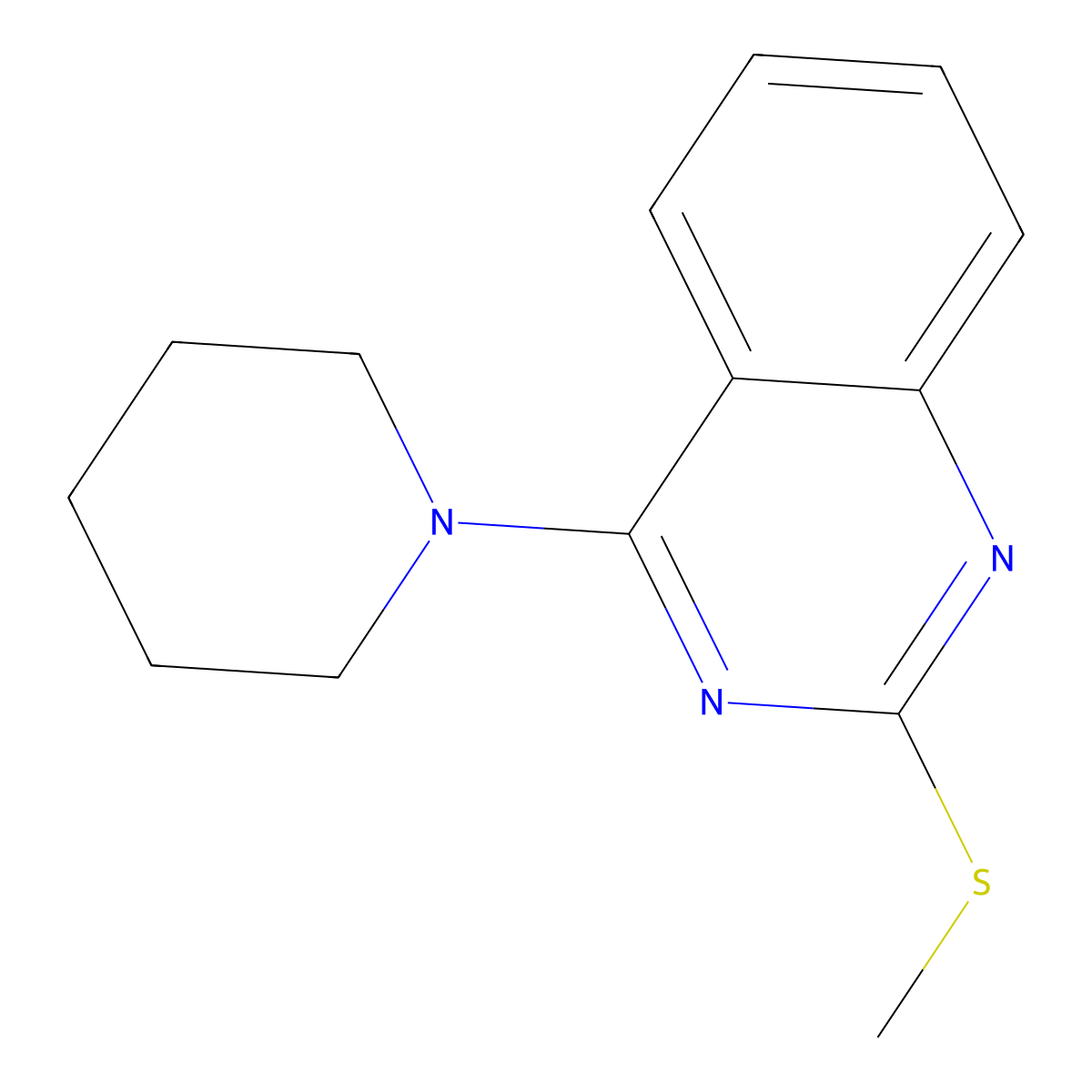 2-(Methylsulfanyl)-4-piperidinoquinazoline molecular structure, CAS 207127-56-8