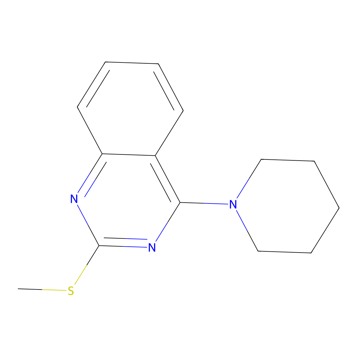 2-(Methylsulfanyl)-4-piperidinoquinazoline molecular structure, CAS 207127-56-8