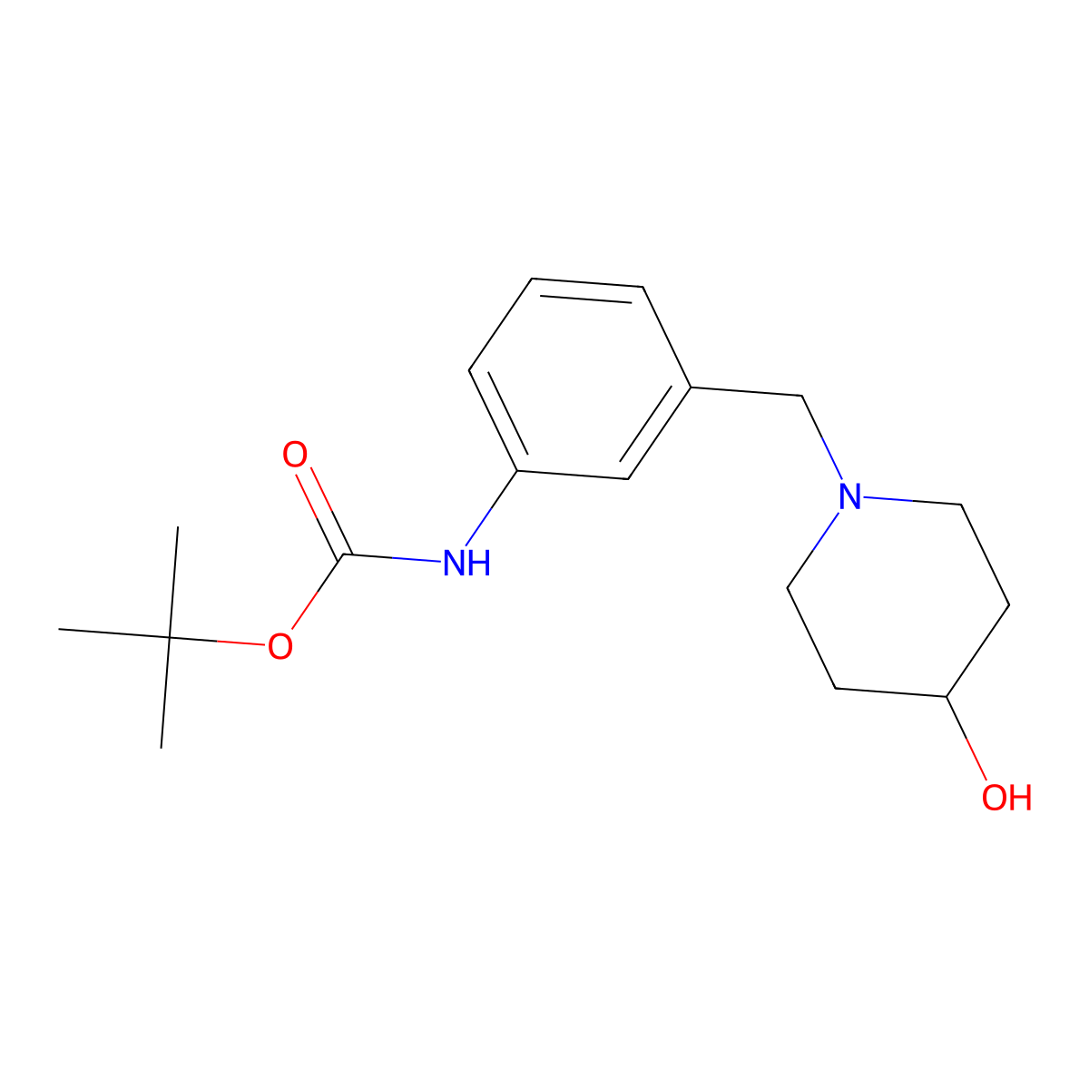 tert-butyl N-{3-[(4-hydroxypiperidin-1-yl)methyl]phenyl}carbamate molecular structure, CAS 2071419-23-1