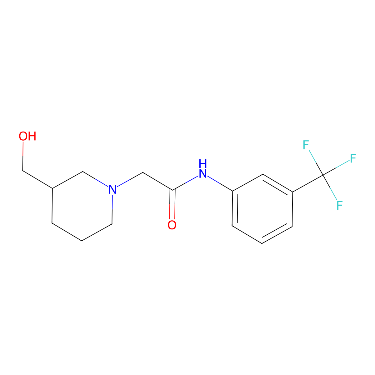 2-[3-(hydroxymethyl)piperidin-1-yl]-N-[3-(trifluoromethyl)phenyl]acetamide molecular structure, CAS 2071469-55-9