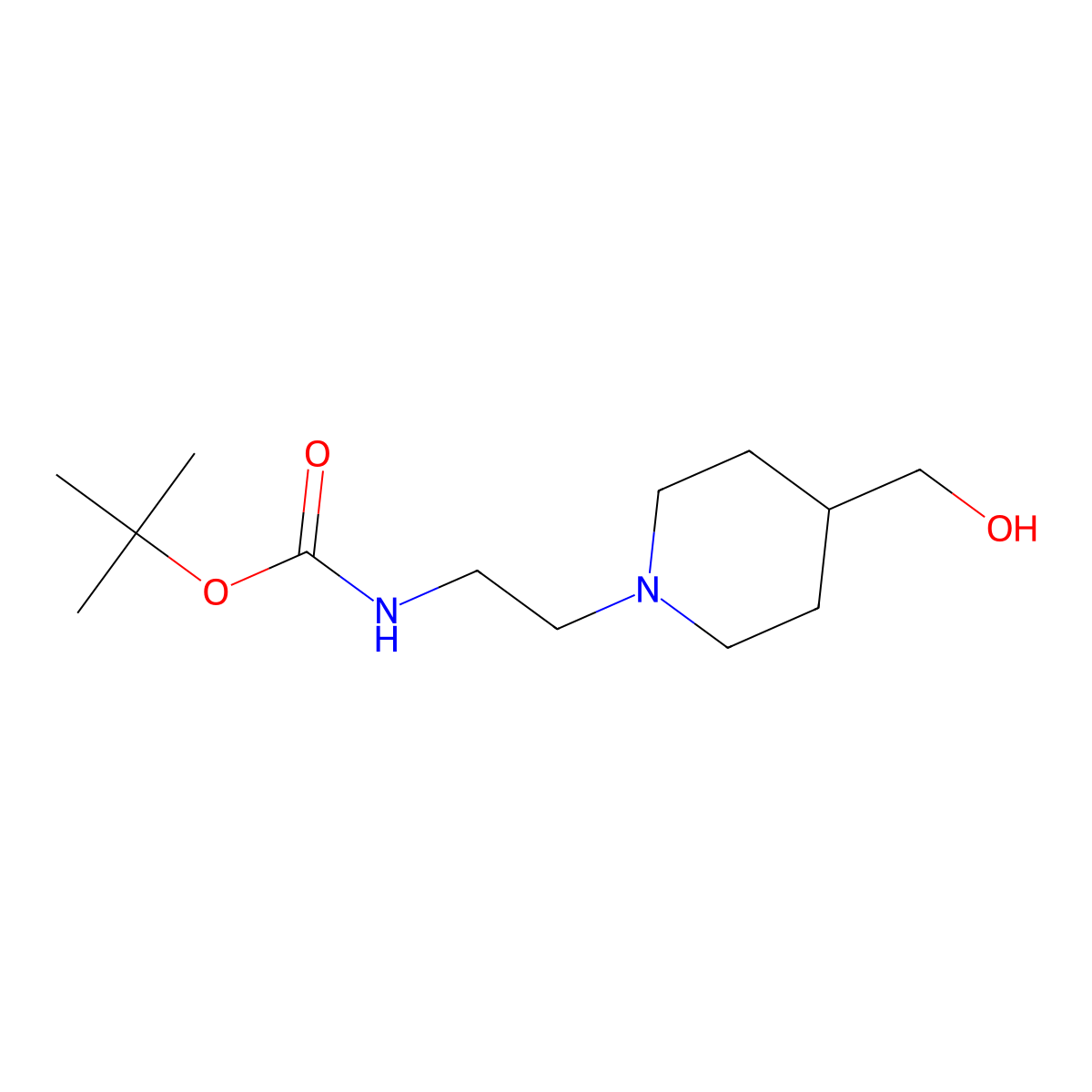 tert-butyl N-{2-[4-(hydroxymethyl)piperidin-1-yl]ethyl}carbamate molecular structure, CAS 2071575-71-6