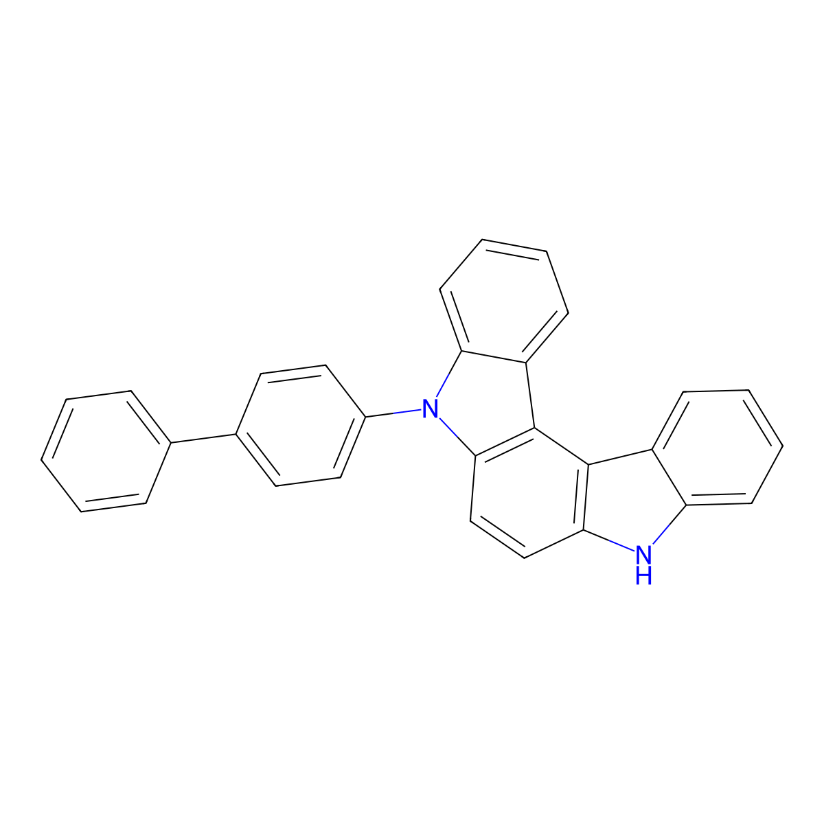 5-([1,1'-Biphenyl]-4-yl)-5,8-dihydroindolo[2,3-c]carbazole molecular structure, CAS 2071630-78-7