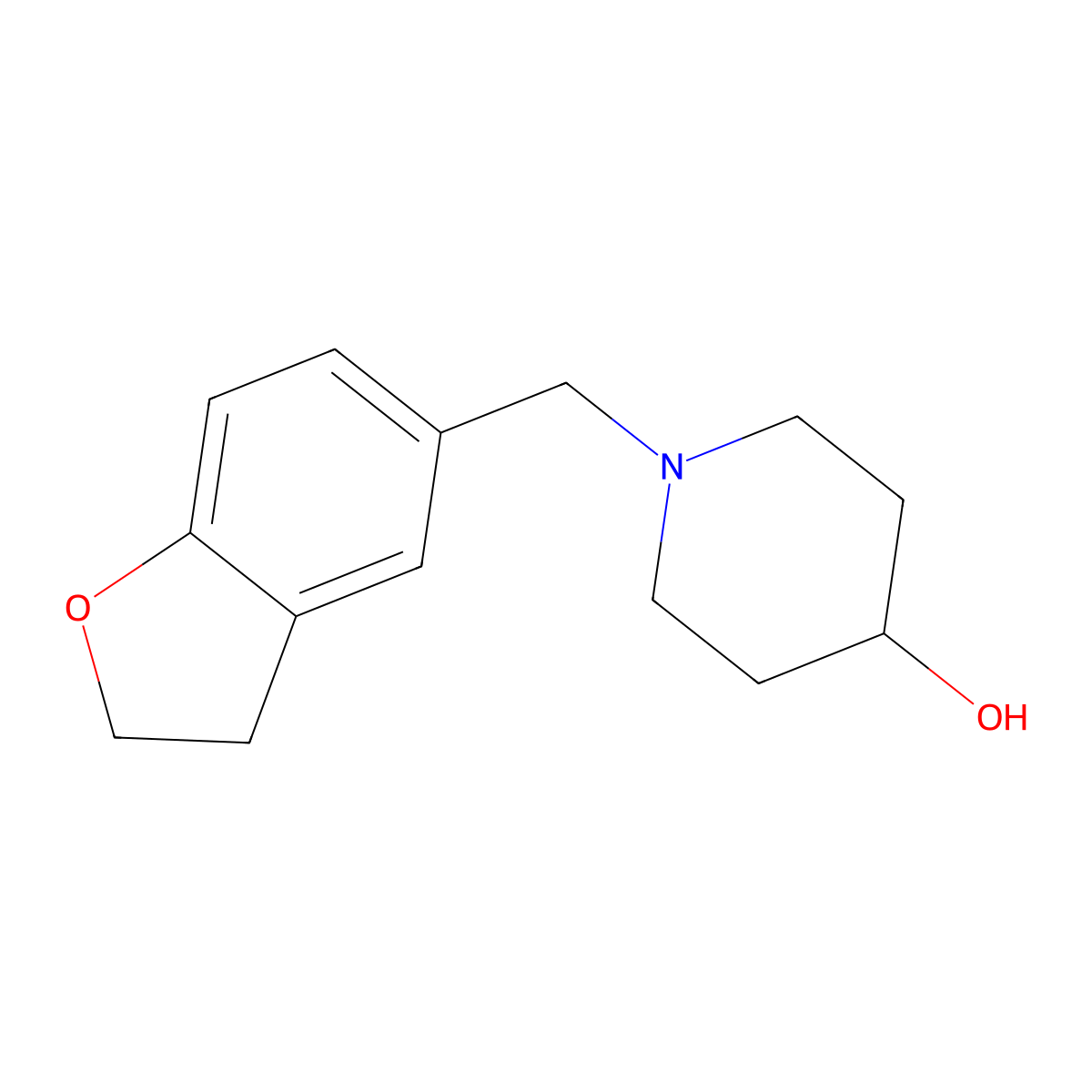 1-((2,3-Dihydrobenzofuran-5-yl)methyl)piperidin-4-ol molecular structure, CAS 2071686-02-5