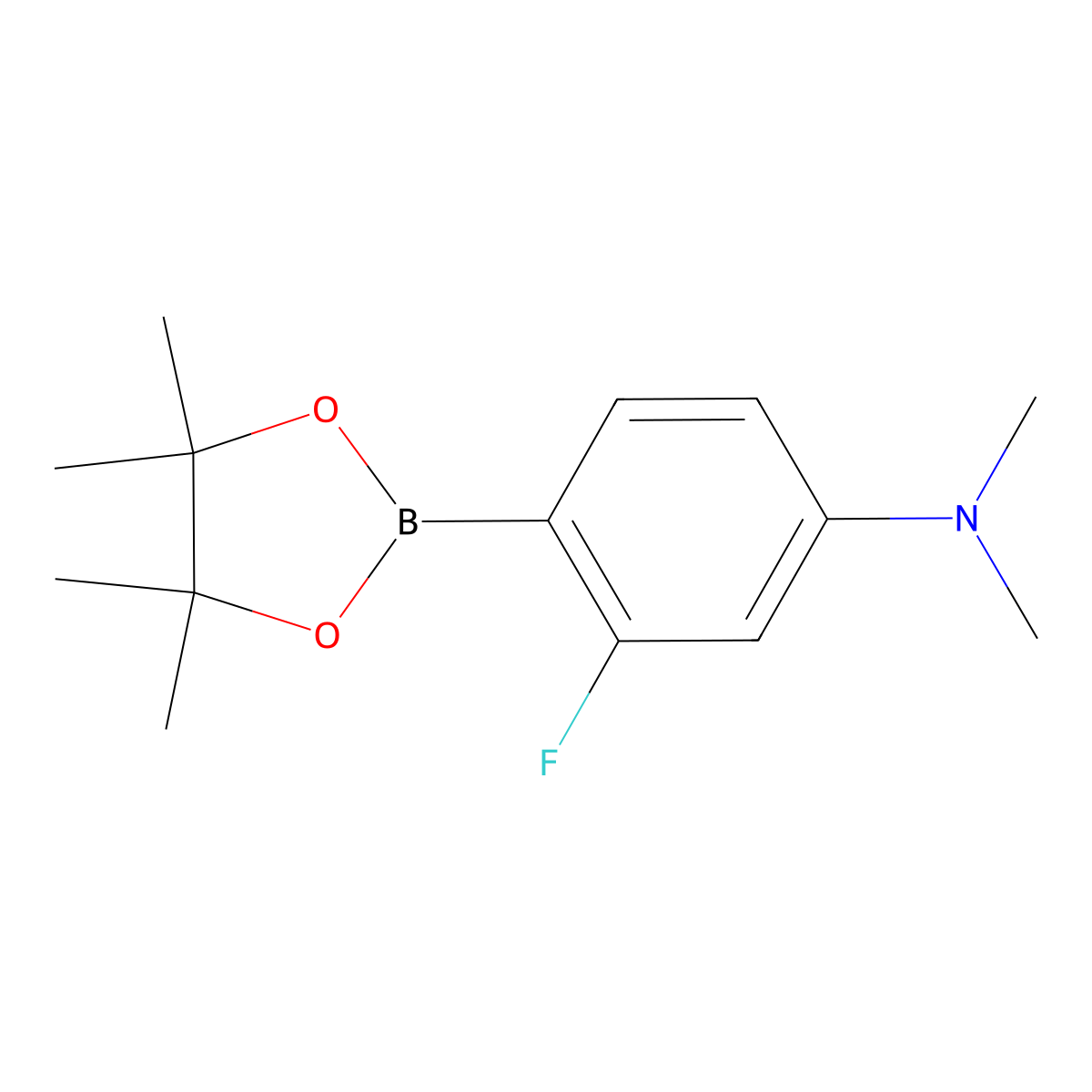 3-fluoro-N,N-dimethyl-4-(tetramethyl-1,3,2-dioxaborolan-2-yl)aniline molecular structure, CAS 2071741-41-6
