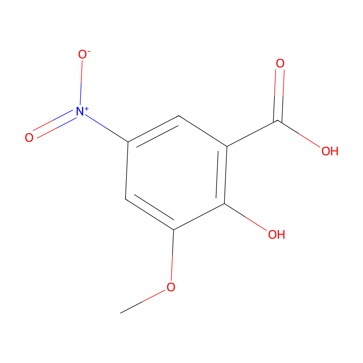 2-Hydroxy-3-methoxy-5-nitrobenzoic acid molecular structure, CAS 20718-78-9
