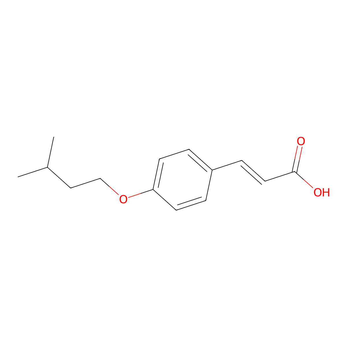 (2E)-3-[4-(3-methylbutoxy)phenyl]acrylic acid molecular structure, CAS 20718-99-4