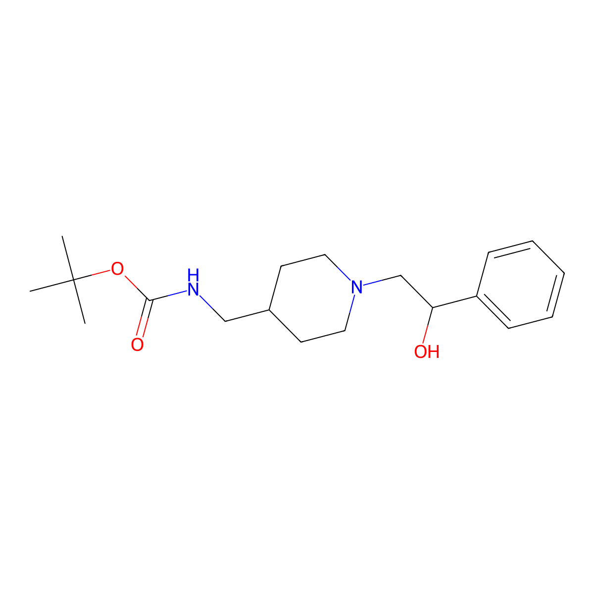 tert-butyl N-{[1-(2-hydroxy-2-phenylethyl)piperidin-4-yl]methyl}carbamate molecular structure, CAS 2071924-84-8