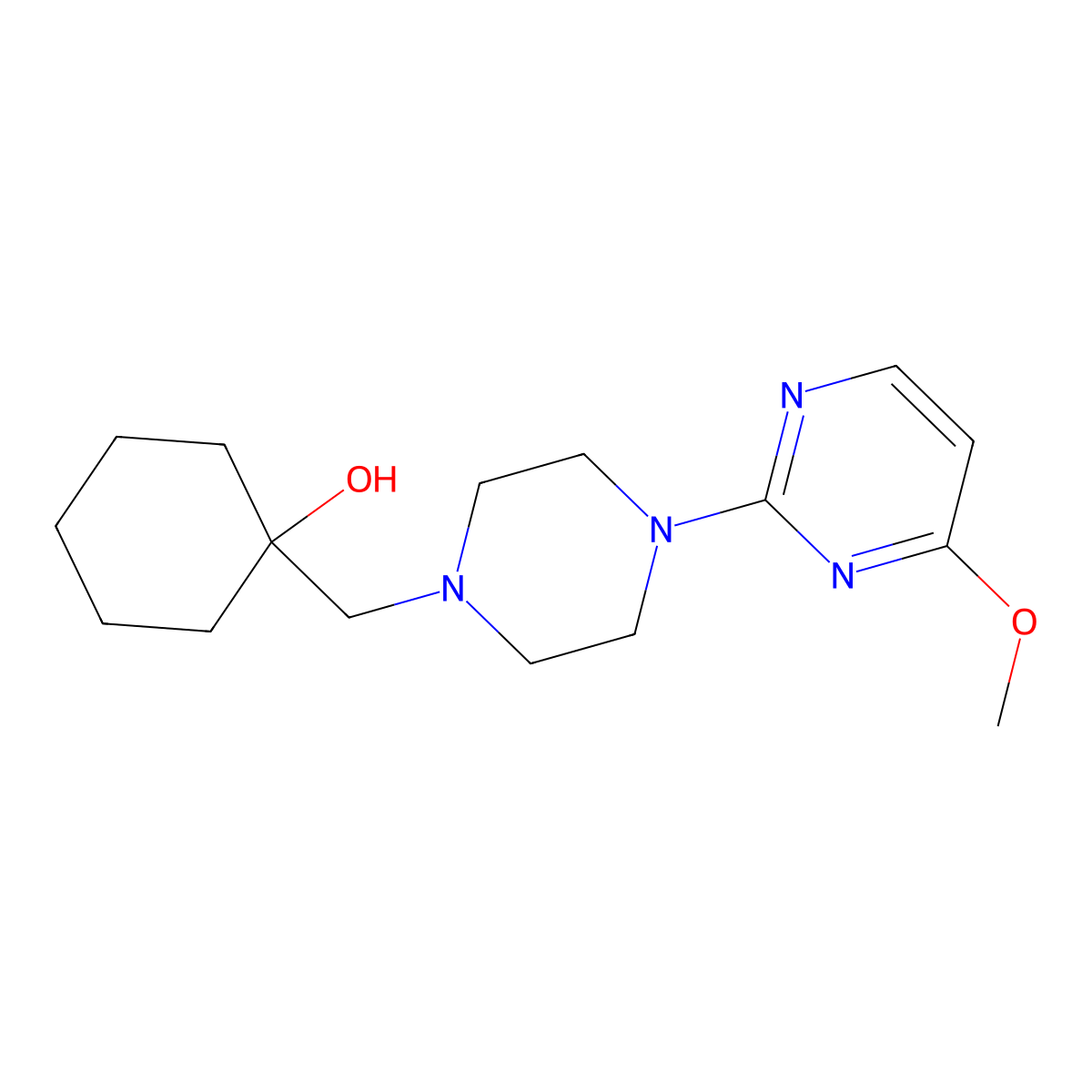 1-{[4-(4-Methoxypyrimidin-2-yl)piperazin-1-yl]methyl}cyclohexan-1-ol molecular structure, CAS 2072182-79-5