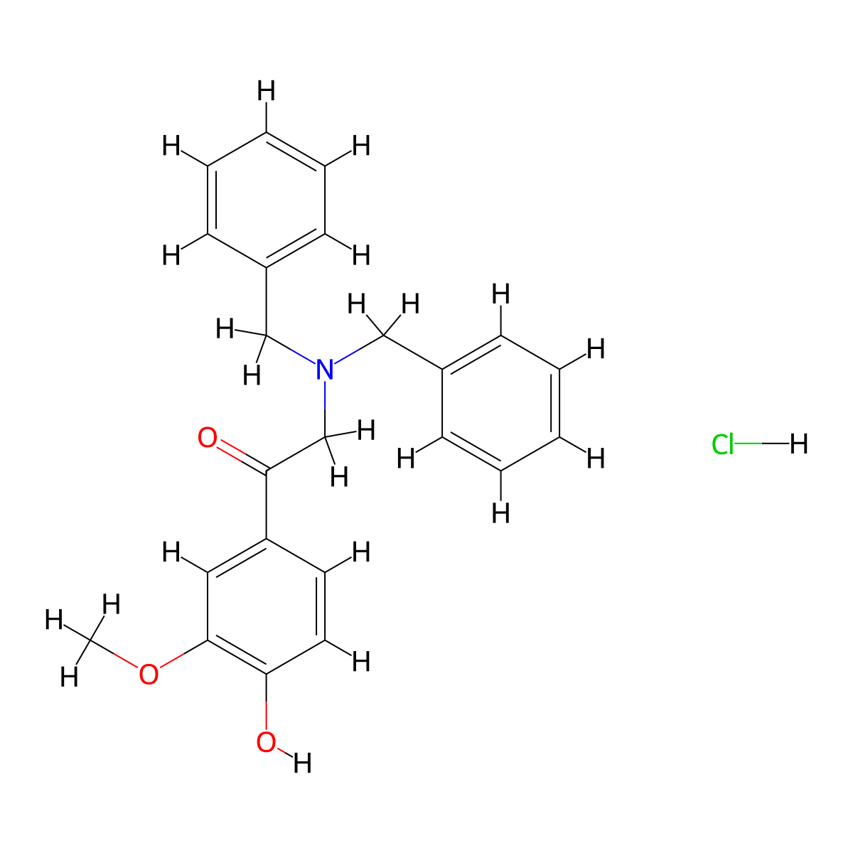 2-(Dibenzylamino)-4'-hydroxy-3'-methoxyacetophenone hydrochloride molecular structure, CAS 207226-30-0