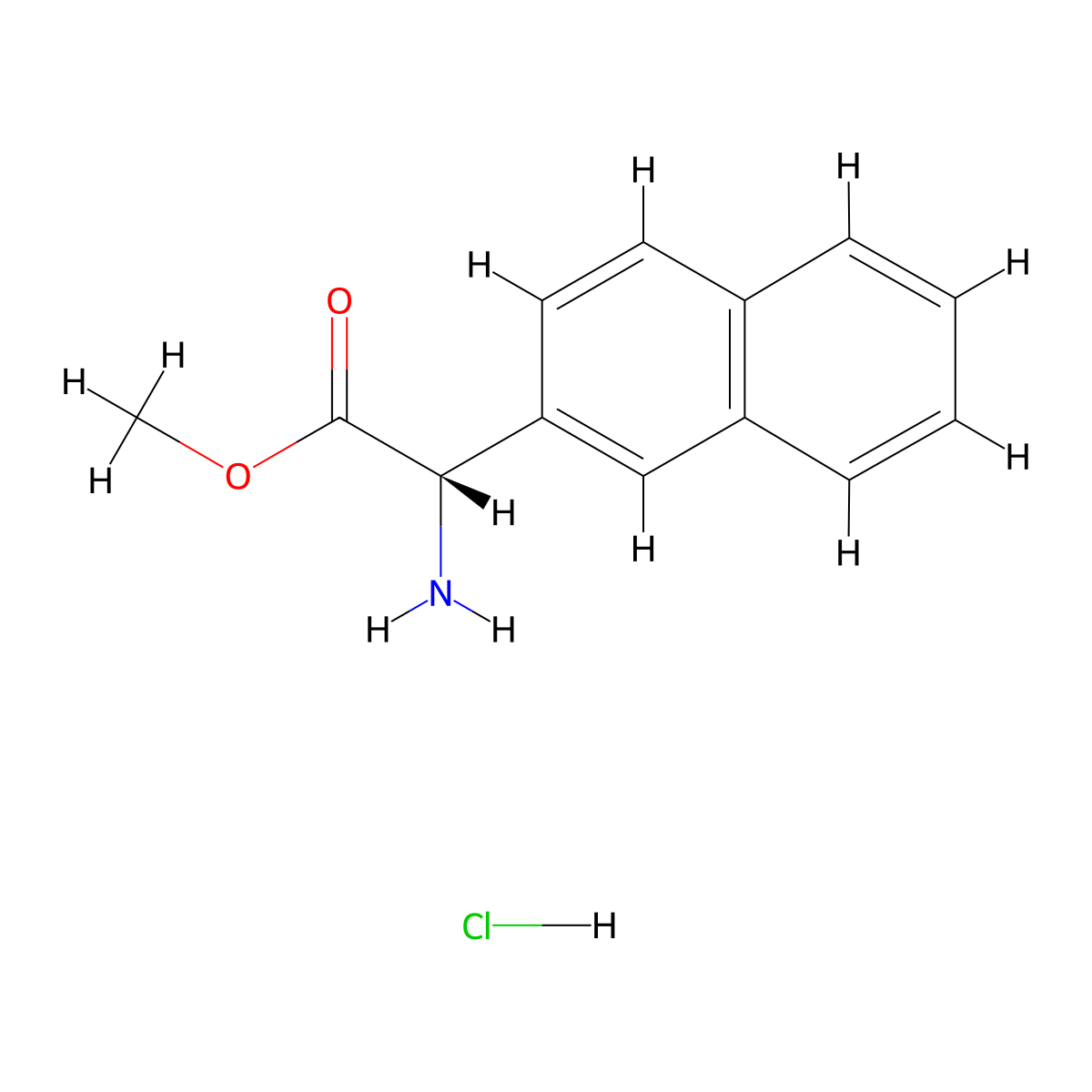 Methyl (S)-2-amino-2-(naphthalen-2-yl)acetate hydrochloride molecular structure, CAS 207234-74-0