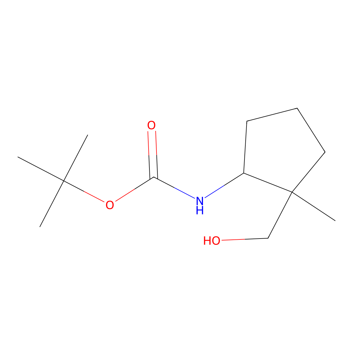 tert-butyl N-[2-(hydroxymethyl)-2-methylcyclopentyl]carbamate molecular structure, CAS 2072394-12-6