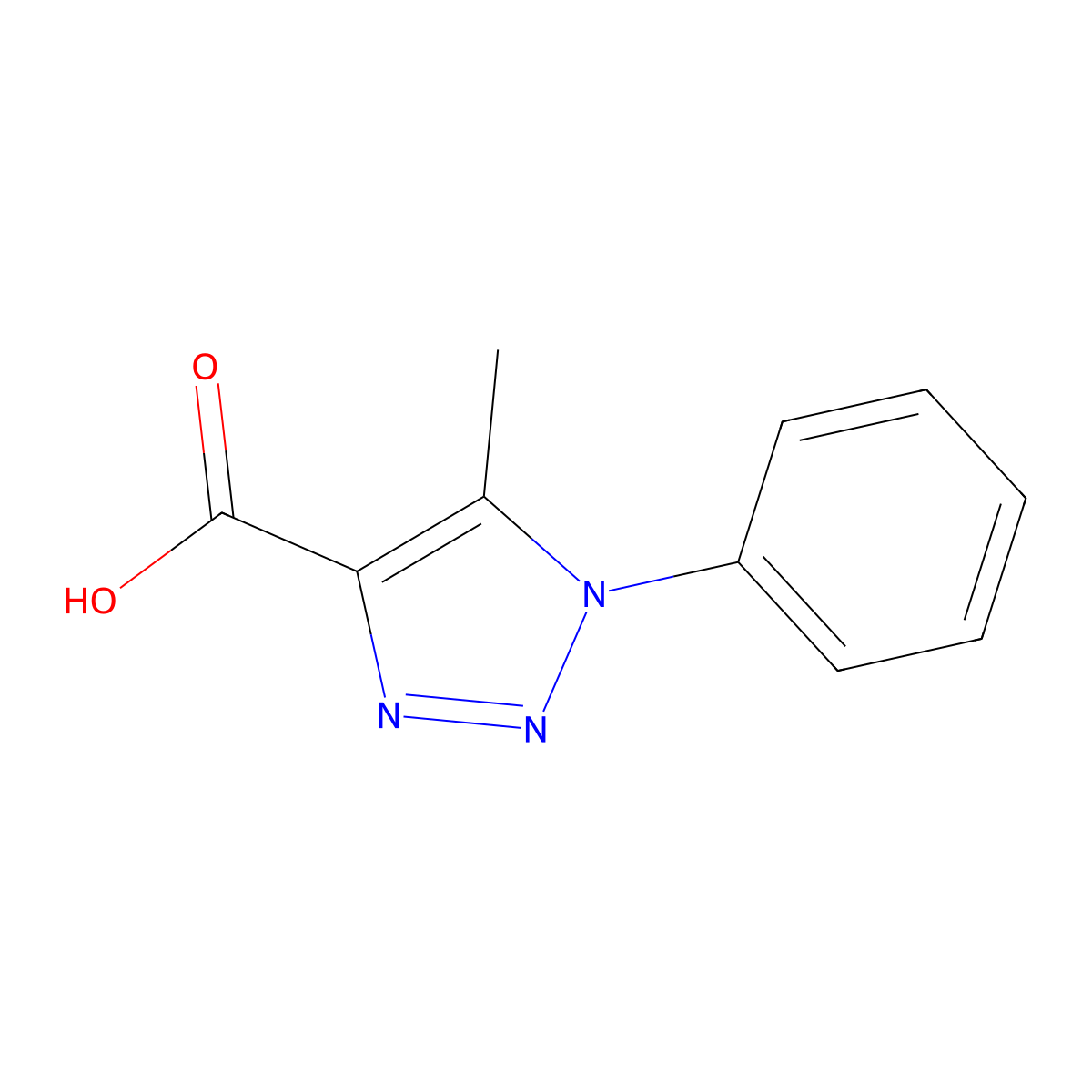 5-methyl-1-phenyl-1H-1,2,3-triazole-4-carboxylic acid molecular structure, CAS 20725-32-0