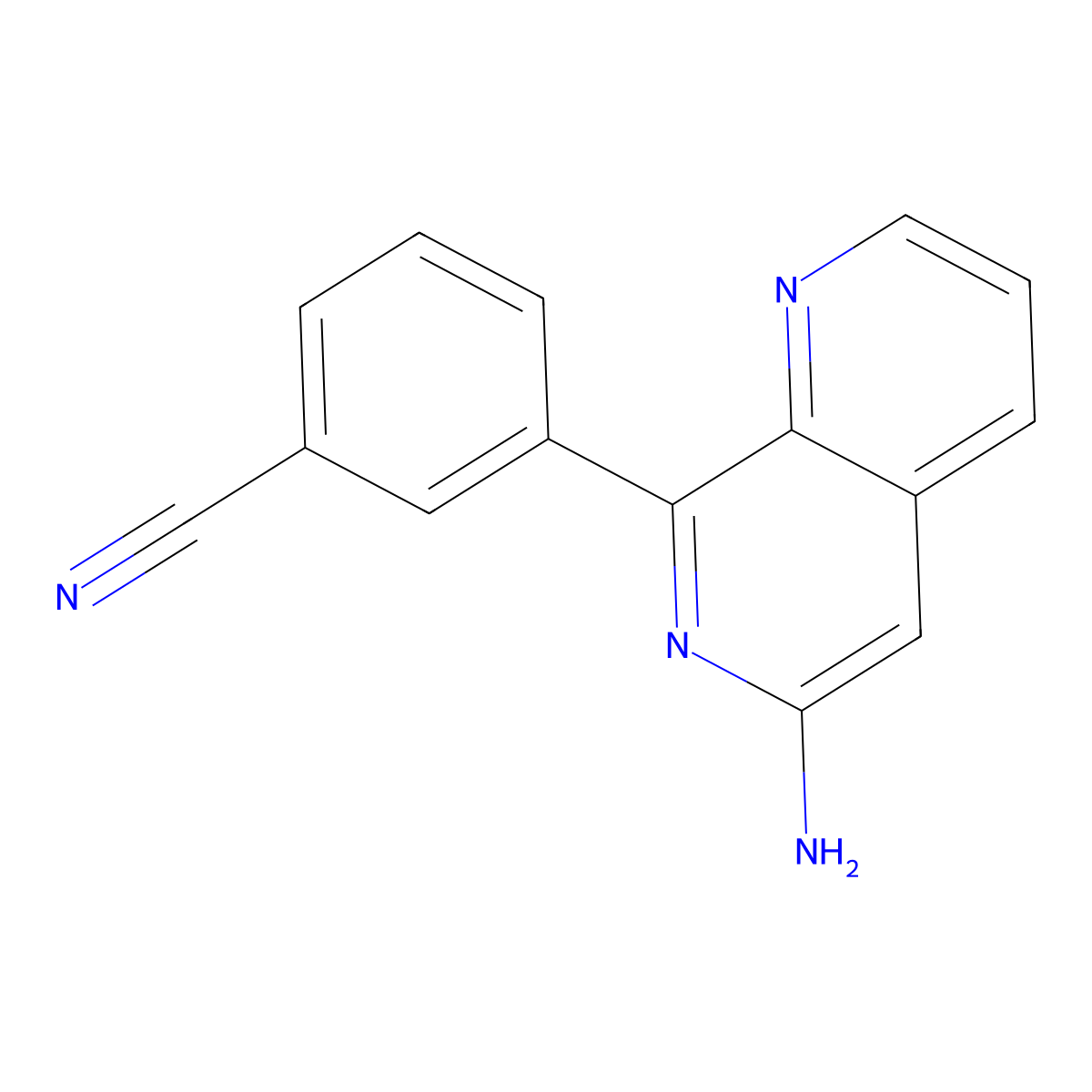 3-(6-Amino-1,7-naphthyridin-8-yl)benzonitrile molecular structure, CAS 207279-14-9