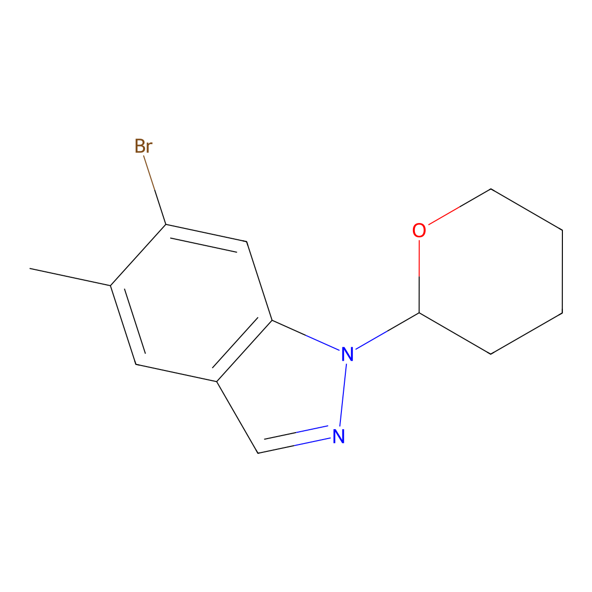 6-Bromo-5-methyl-1-(tetrahydro-2H-pyran-2-yl)-1H-indazole molecular structure, CAS 2072803-89-3