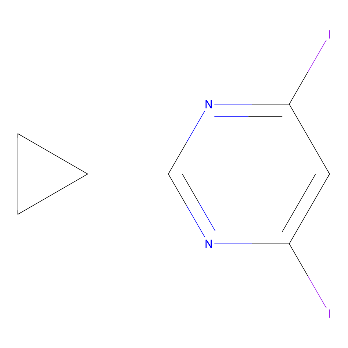 2-Cyclopropyl-4,6-diiodopyrimidine molecular structure, CAS 2072804-57-8