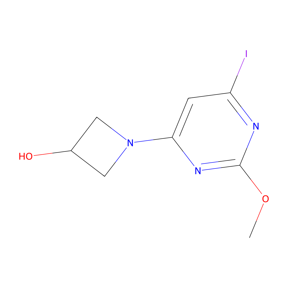 1-(6-Iodo-2-methoxypyrimidin-4-YL)azetidin-3-OL molecular structure, CAS 2072806-36-9