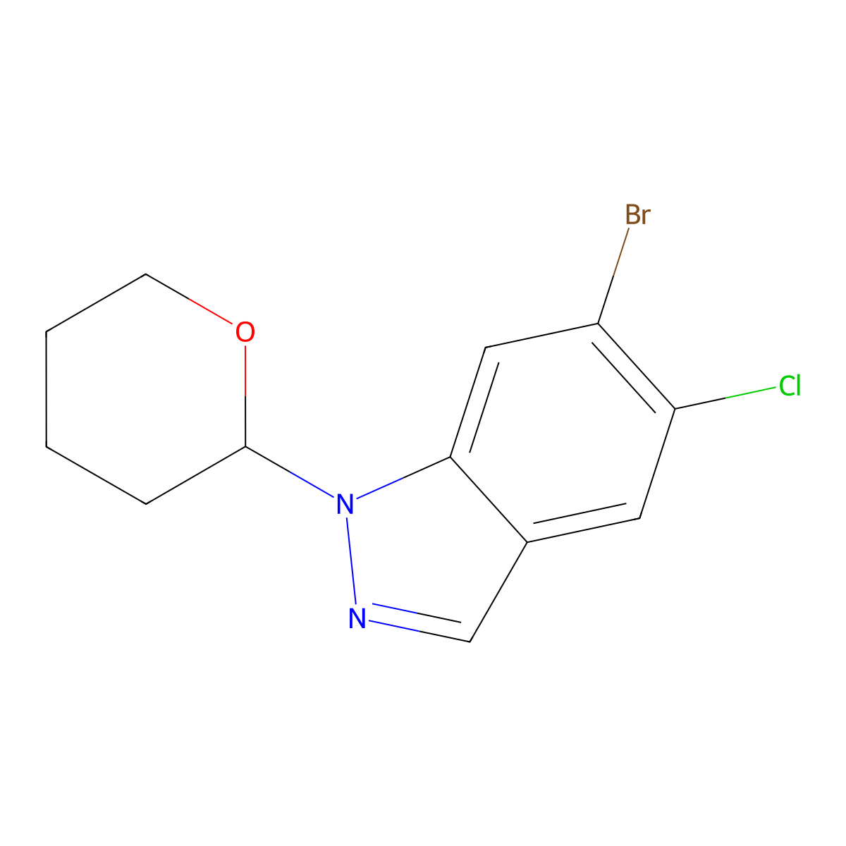 6-Bromo-5-chloro-1-(tetrahydro-2H-pyran-2-yl)-1H-indazole molecular structure, CAS 2072808-92-3