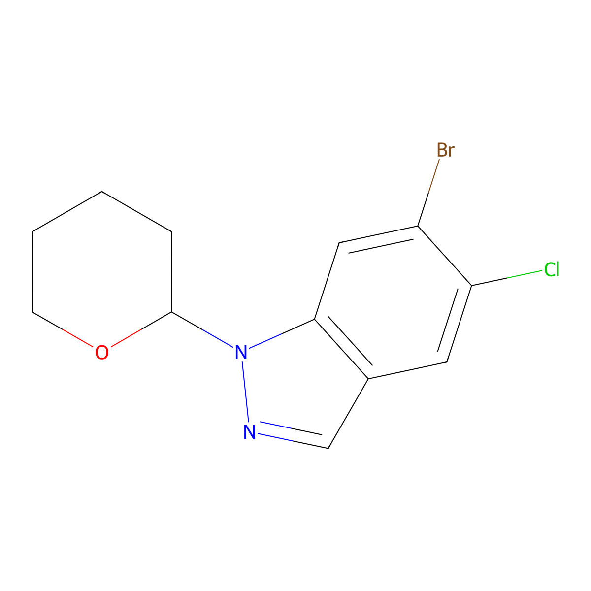 6-Bromo-5-chloro-1-(tetrahydro-2H-pyran-2-yl)-1H-indazole molecular structure, CAS 2072808-92-3