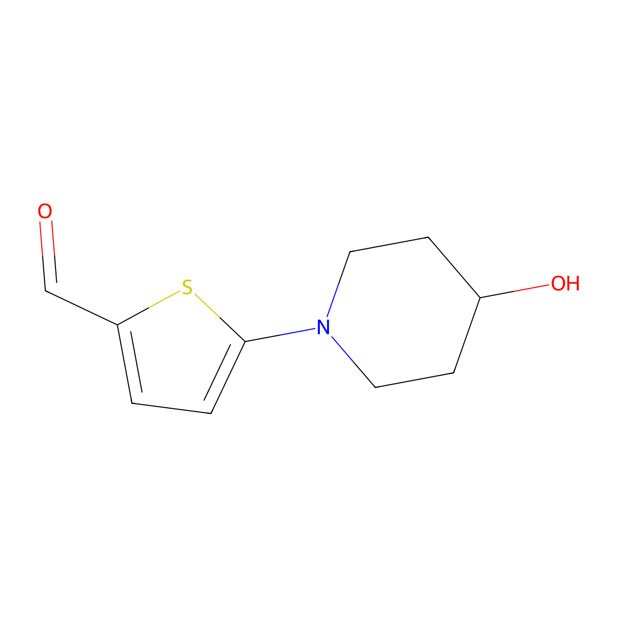 5-(4-Hydroxypiperidin-1-yl)thiophene-2-carboxaldehyde molecular structure, CAS 207290-72-0