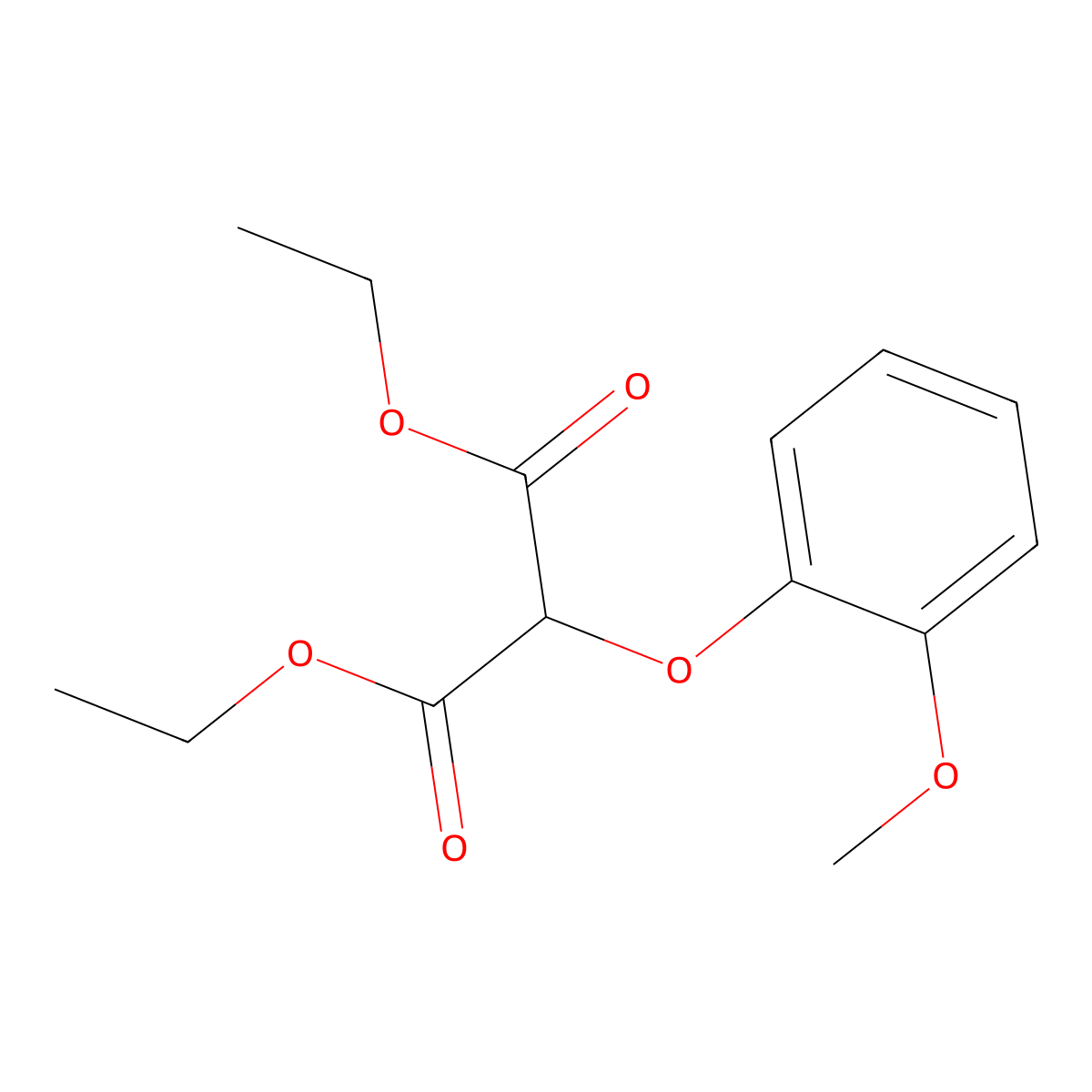 Diethyl (2-methoxyphenoxy)propanedioate molecular structure, CAS 20730-58-9