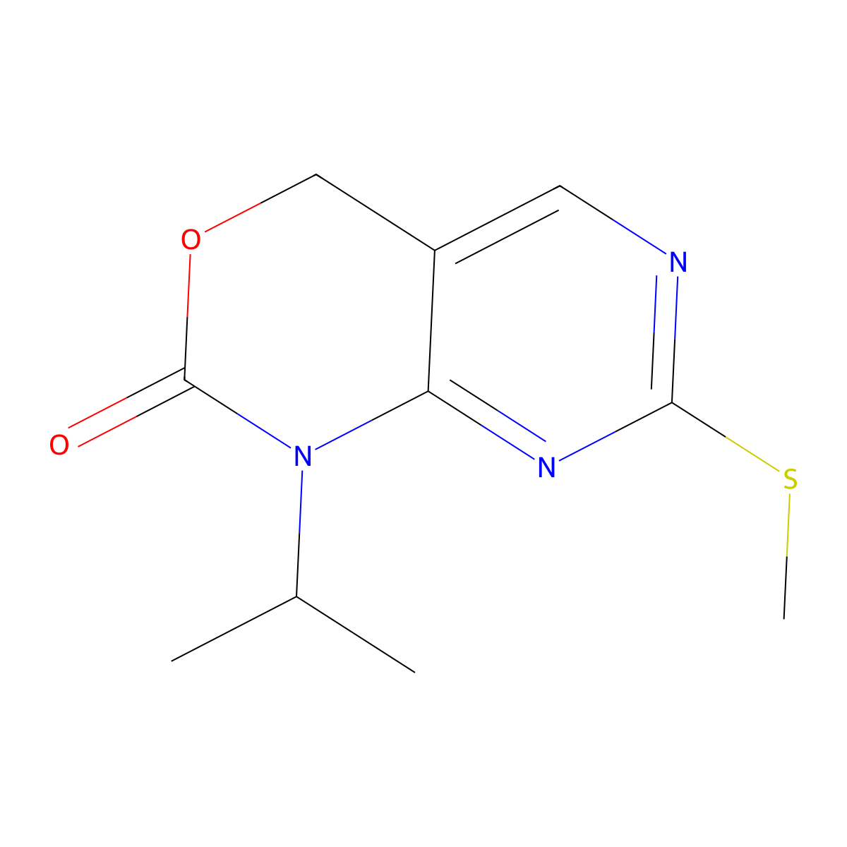 1-Isopropyl-7-(methylthio)-1,4-dihydro-2H-pyrimido[4,5-D][1,3]oxazin-2-one molecular structure, CAS 2073047-02-4