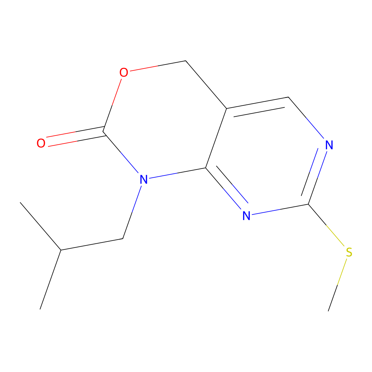 1-Isobutyl-7-(methylthio)-1,4-dihydro-2H-pyrimido[4,5-D][1,3]oxazin-2-one molecular structure, CAS 2073047-03-5