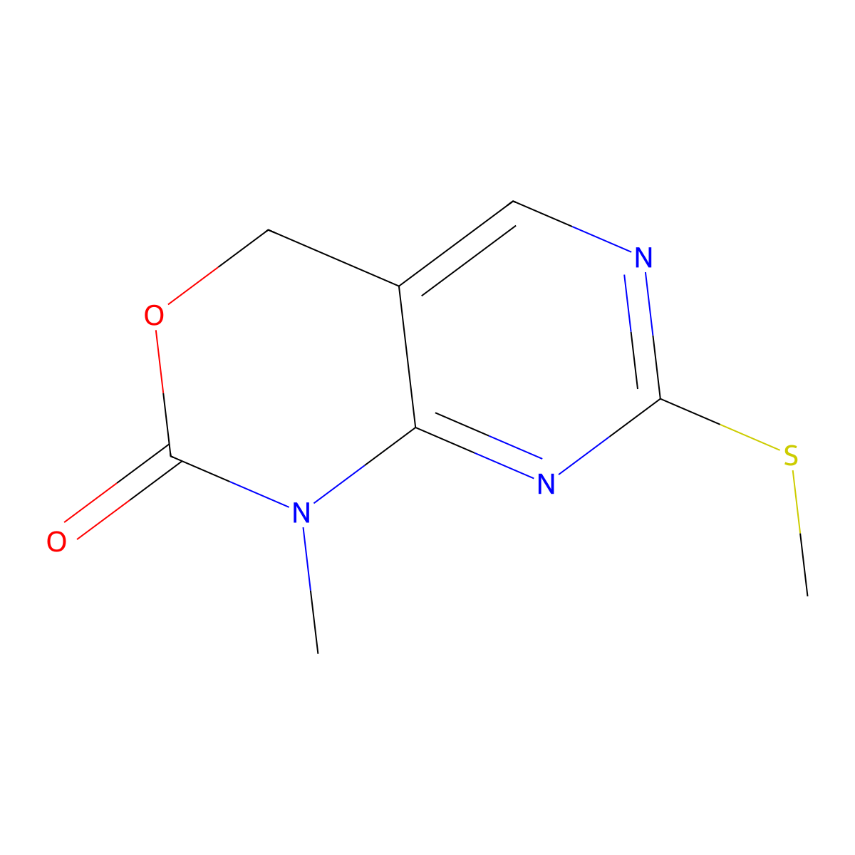 1-Methyl-7-(methylthio)-1,4-dihydro-2H-pyrimido[4,5-D][1,3]oxazin-2-one molecular structure, CAS 2073047-04-6