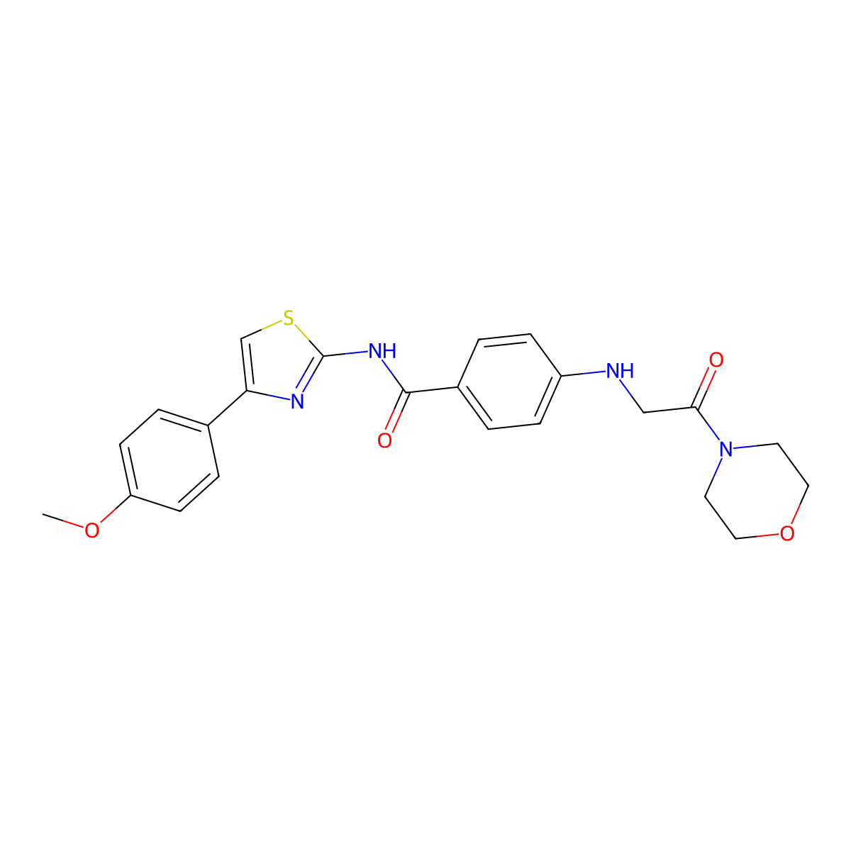 N-[4-(4-methoxyphenyl)-1,3-thiazol-2-yl]-4-[(2-morpholin-4-yl-2-oxoethyl)amino]benzamide molecular structure, CAS 2073059-82-0