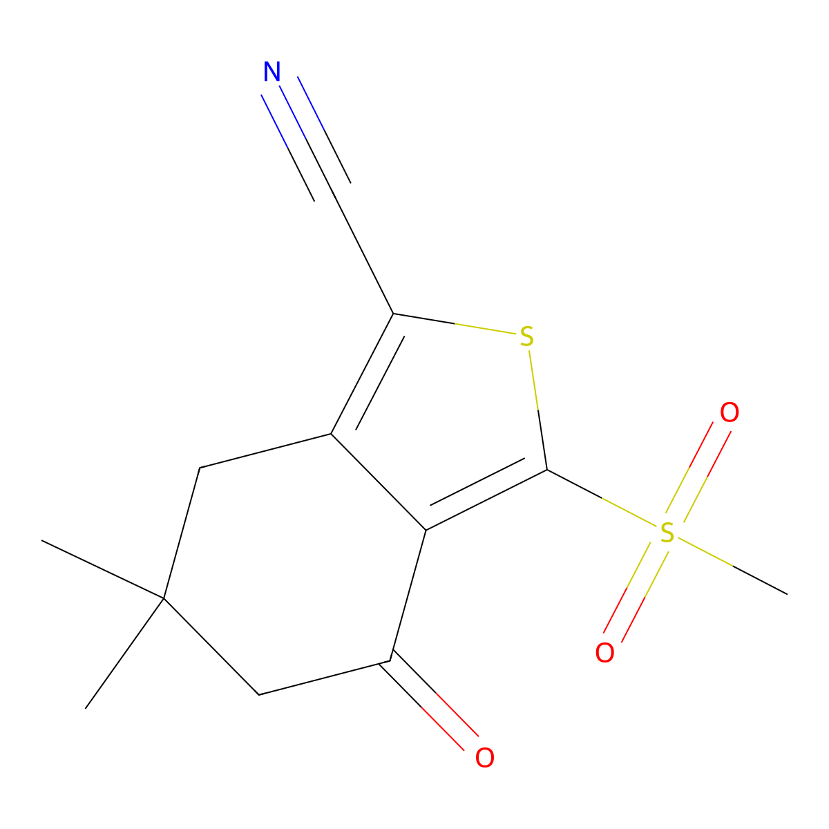 1-Cyano-6,6-dimethyl-3-methanesulphonyl-4,5,6,7-tetrahydrobenzo[c]thiophen-4-one molecular structure, CAS 207307-45-7