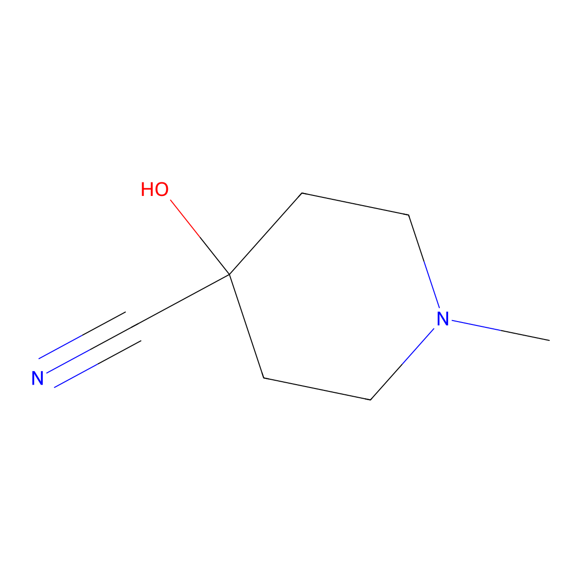 4-Hydroxy-1-methylpiperidine-4-carbonitrile molecular structure, CAS 20734-30-9