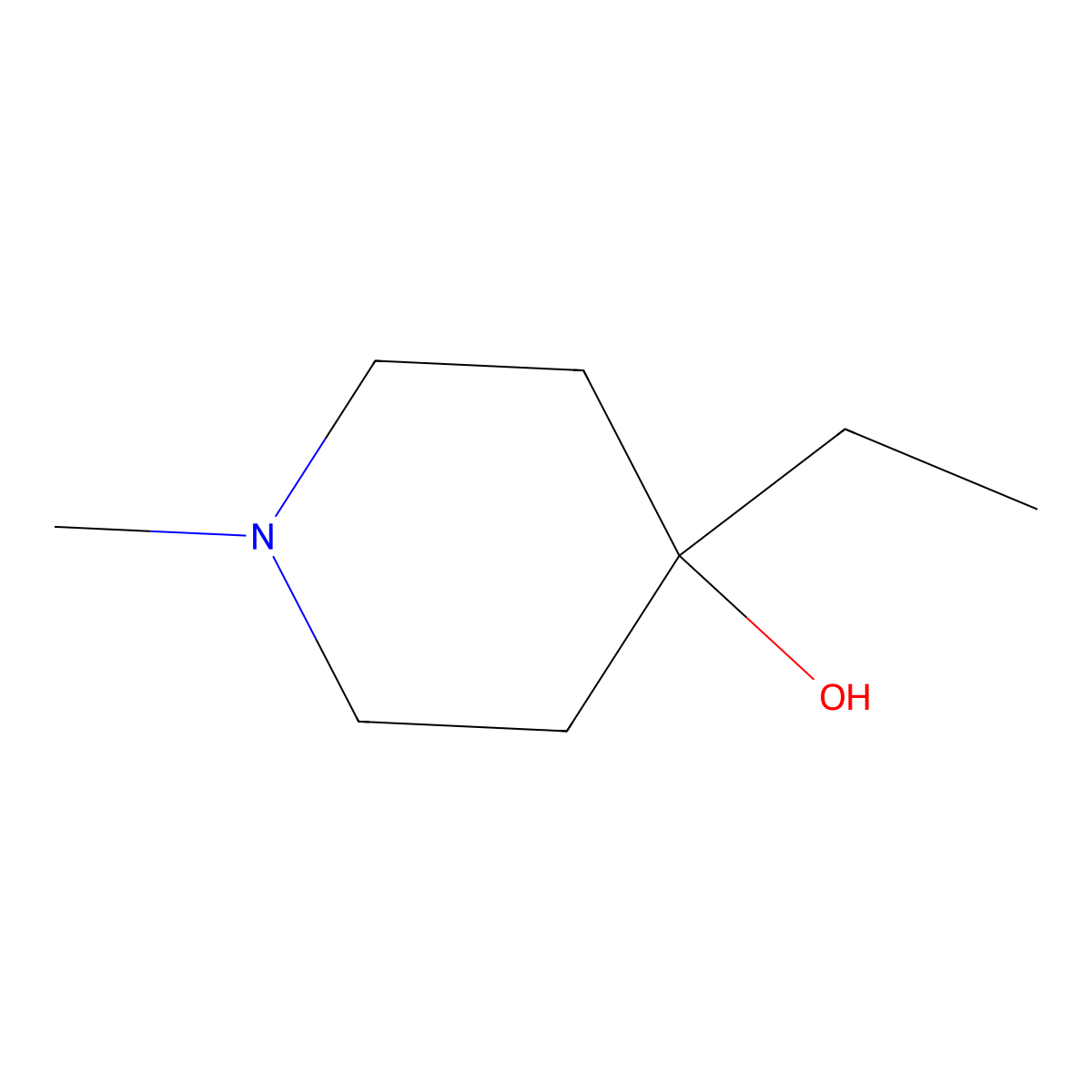4-Ethyl-1-methylpiperidin-4-ol molecular structure, CAS 20734-31-0