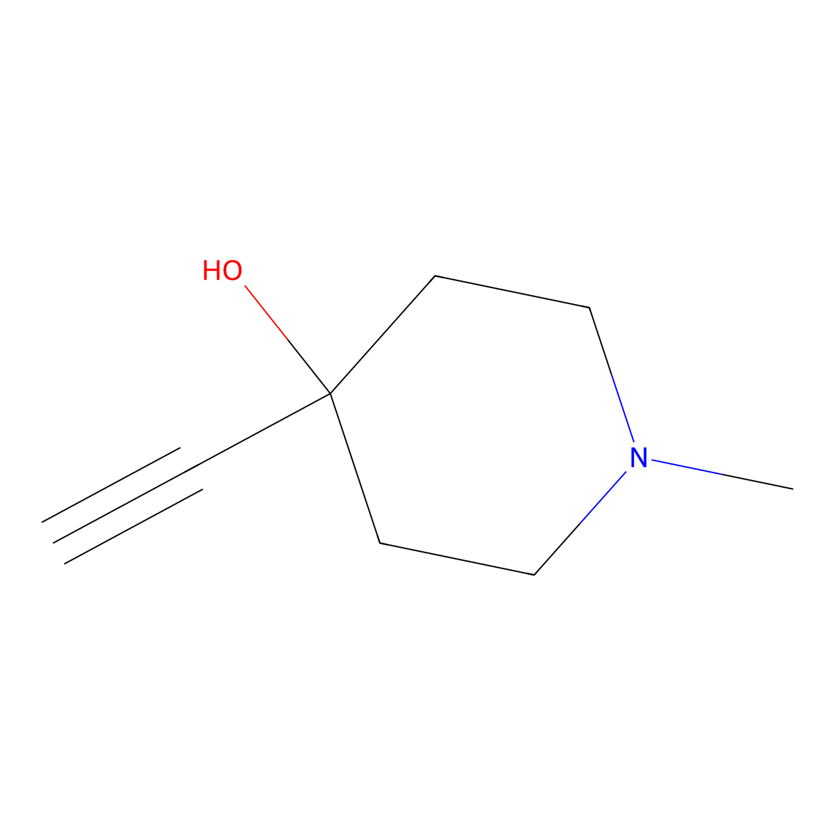 4-Ethynyl-1-methylpiperidin-4-ol molecular structure, CAS 20734-46-7