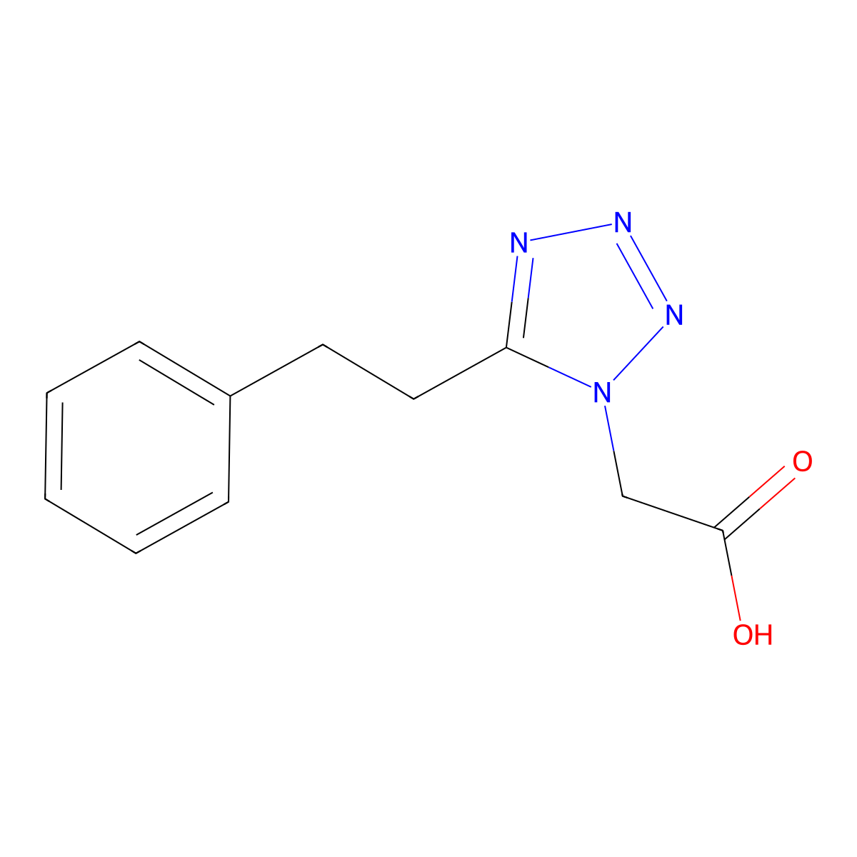 2-[5-(2-phenylethyl)-1H-1,2,3,4-tetrazol-1-yl]acetic acid molecular structure, CAS 207343-51-9