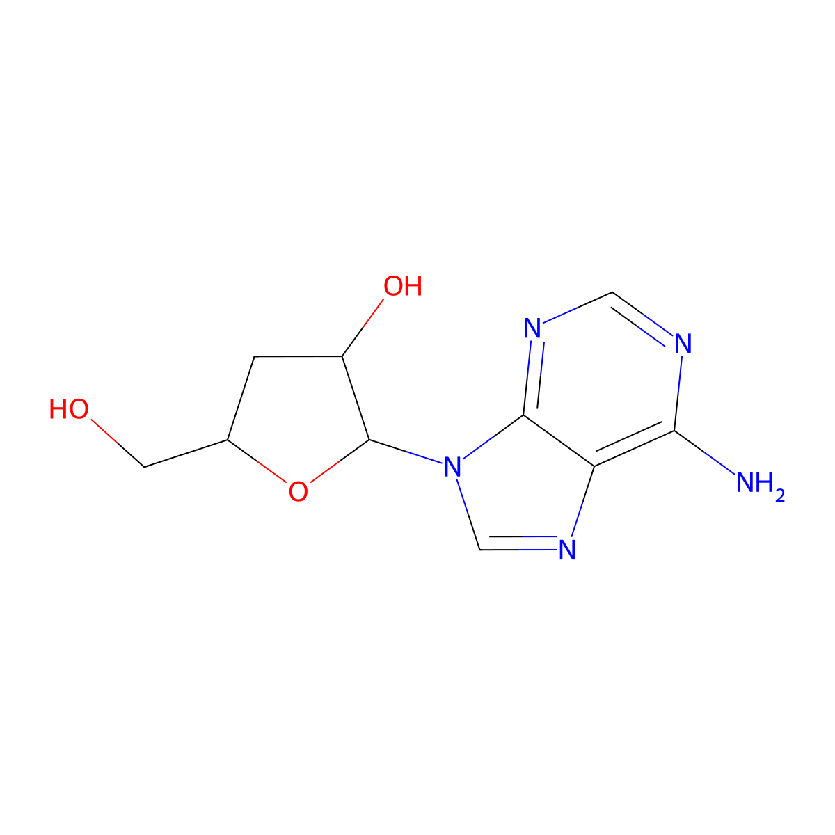 Cordycepin molecular structure, CAS 207347-42-0
