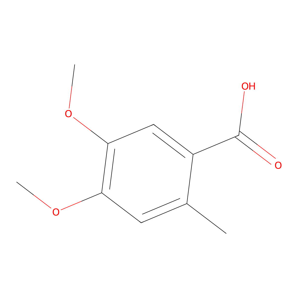 4,5-Dimethoxy-2-methylbenzoic acid molecular structure, CAS 20736-28-1