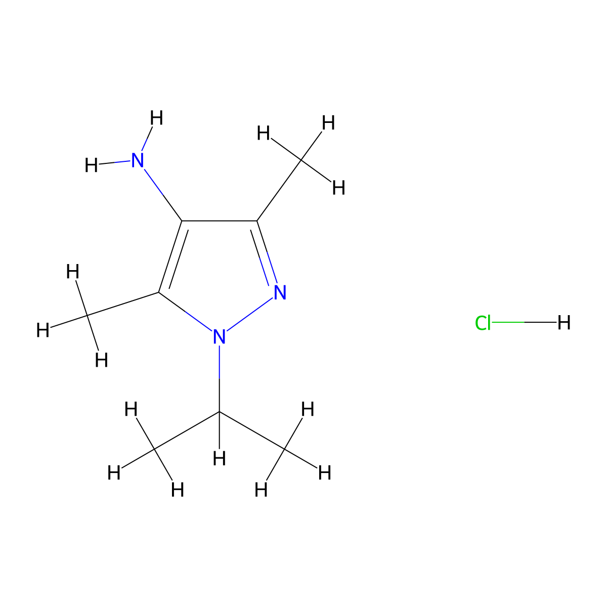 1-Isopropyl-3,5-dimethyl-1H-pyrazol-4-amine hydrochloride molecular structure, CAS 20737-79-5