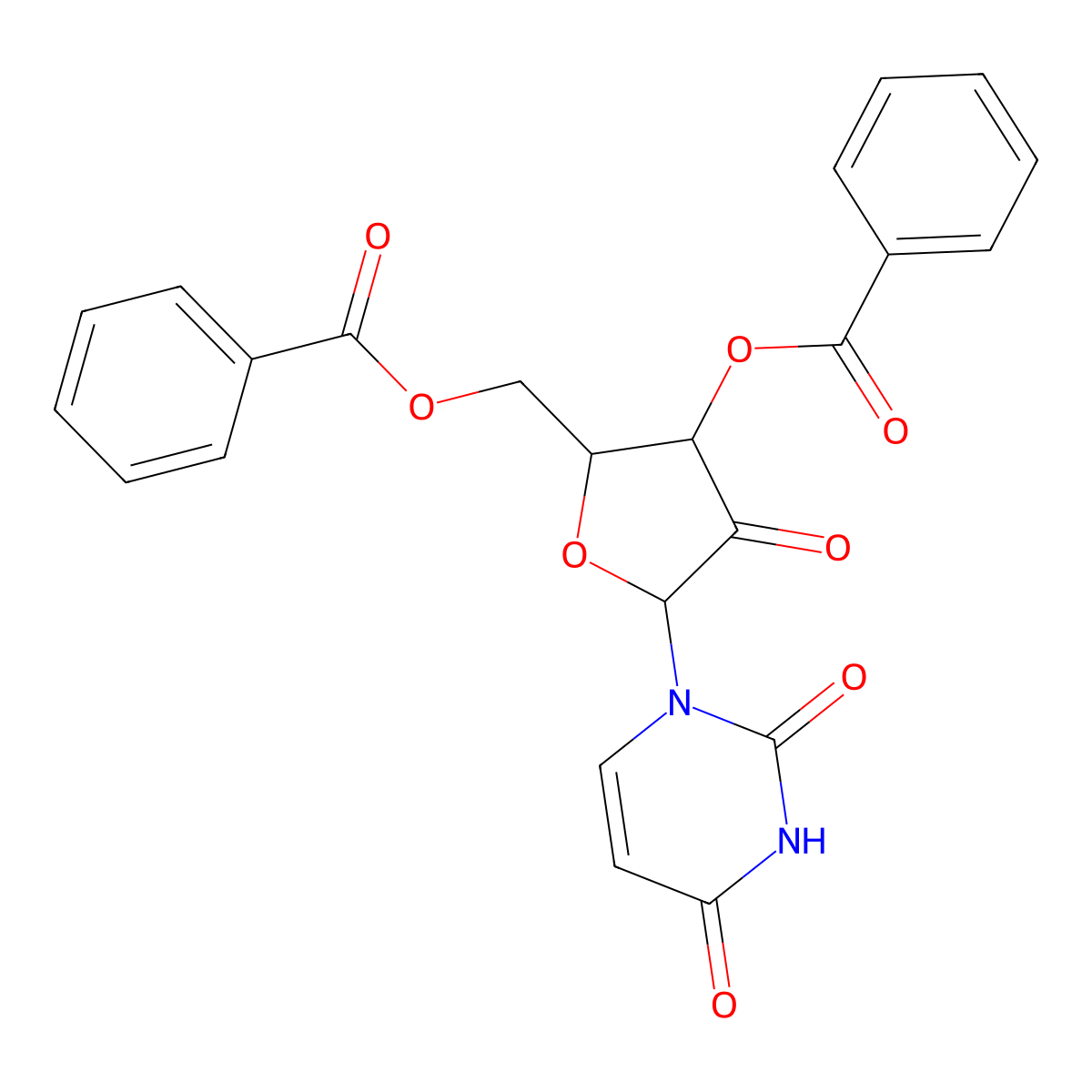 ((2R,3R,5R)-3-(Benzoyloxy)-5-(2,4-dioxo-3,4-dihydropyrimidin-1(2H)-yl)-4-oxotetrahydrofuran-2-yl)methyl benzoate molecular structure, CAS 2073854-58-5