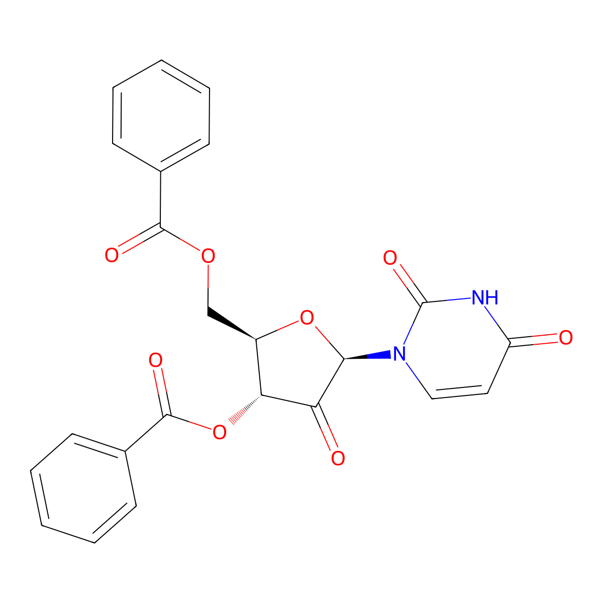 ((2R,3R,5R)-3-(Benzoyloxy)-5-(2,4-dioxo-3,4-dihydropyrimidin-1(2H)-yl)-4-oxotetrahydrofuran-2-yl)methyl benzoate molecular structure, CAS 2073854-58-5